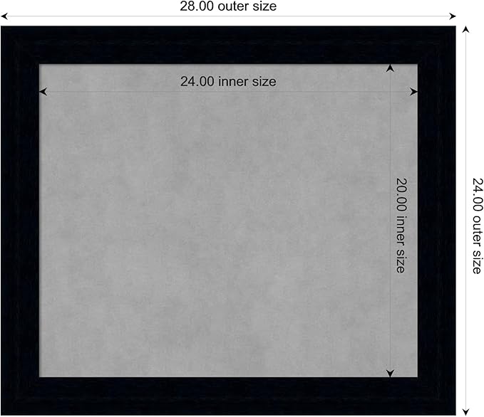 Amanti Art Black Framed Magnetic Board 24x28 Medium Vision Board for use with Magnets, 100% Metal Sheet to Display Items as Office Decor or for Home Organization in mudroom, Kitchen or Kids Room