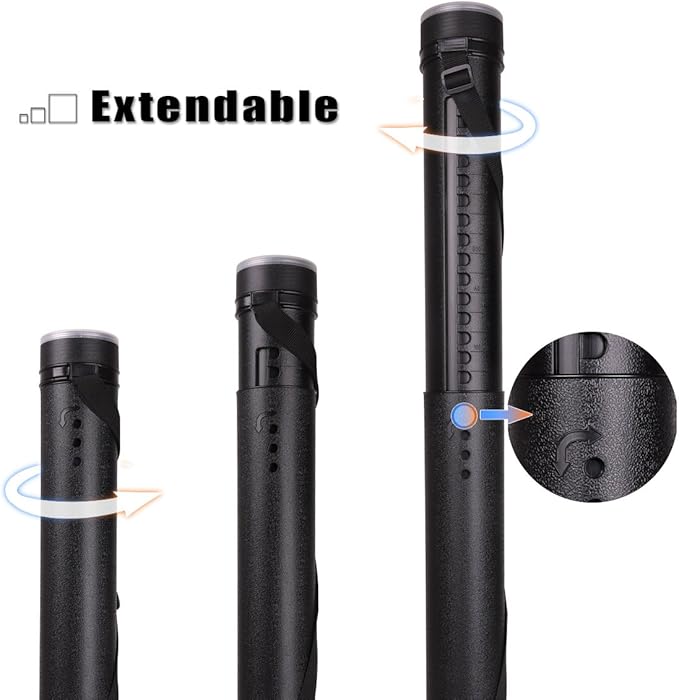 TRANSON Durable Poster Storage Tube with Straps 24"-40" Extendable for Blueprints, Artwork, Maps, Posters Color Black