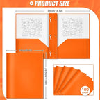 Lincia 100 Pcs Plastic Folders with Pockets and Prong Folders with Prongs 2 Pockets for Office, School for Students, Teachers, Office Workers(Orange)