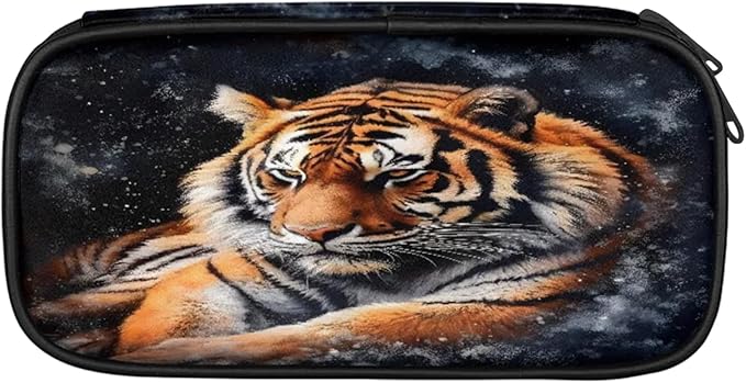 Pardick Pencil Case，3D Tiger Big Capacity Pencil Pouch Coin Pouch Stationery Organizer For Teen School