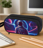 AnySmic Astronaut Pencil Case for Boys Girls, Large Pencil Pouch for Kids and Students, Double Zipper with Pen Bag Organizer, Polyester Big Capacity Pen Box for Children Age 6+