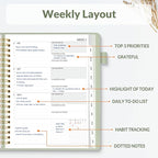 SUNEE 2026 Planner 8.5" x 11" – Dated Productivity Planner for Time Management - Daily,Weekly & Monthly Planner to Achieve Goals - Planner 2026 dated from January 2026 – December 2026,Grey Green