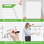 DINGIXOC Sticky Mini Easel Pads 13 x 17 Inches, 3 Pack Anchor Chart Paper for Teachers, Self Stick Flip Chart Paper with Sticky Back for Classroom, Office, 30 Sheets/Pad (Lined)