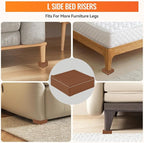 Furniture Risers, 4 Pack Bed Risers with Non-Slip Grip and Heavy Duty Support, 1 Inch 2 Inch 3 Inch 4 Inch Height Lift for Couch, Sofa, Table, Desk, Chair, Refrigerator - Brown, 1+1+1 Inch