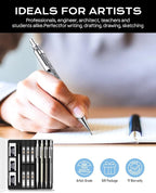 Nicpro 4 Pack Metal Mechanical Pencil Set 0.9mm, MB1000 Lead Drafting Pencil 0.9 mm with 6 Tube HB #2 Lead Refill, 3PCS 4B Eraser, 9 Cap Eraser for Artist Writing, Sketching, Drawing- Come with Case