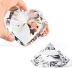 Clear Crystal Diamonds Paper Weights with Gift Box, 80mm Heart Shape Real Crystal Diamond Glass Gems Paperweight, Big Diamonds Birthday Anniversary Women Her Valentine's Day Gift