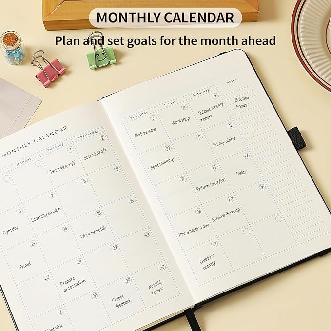 Crein Lynh 2025-2027 Premium Planner, Weekly & Monthly Calendar Planner with Budget & Goal Setting, January 2025 – December 2027, Tabs, Inner Pocket, Daily Journal Organizer for Women, A5, Black