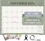 Gannyfer Desk Calendar 2026, Magnetic Calendar for Refrigerator, 18 Monthly Wall/Fridge/Desk Calendar 2026 with Hanging String, Magnetic Stripe, 3 Stickers, 2026 Calendar for Office, Home or School (14" x 11")
