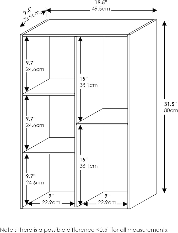 Furinno LUDER Book Shelf, 5-Cube Bookshelf, Reversible Bookcase, 9.4 x 19.5 x 31.5, for Living Room, Bedroom, Home Office, White/Green