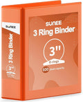 SUNEE 3 Ring Binder 3 Inch 1 Pack, Clear View Binder Three Ring PVC-Free (Fit 8.5x11 Inches) for School or Office Supplies, Orange