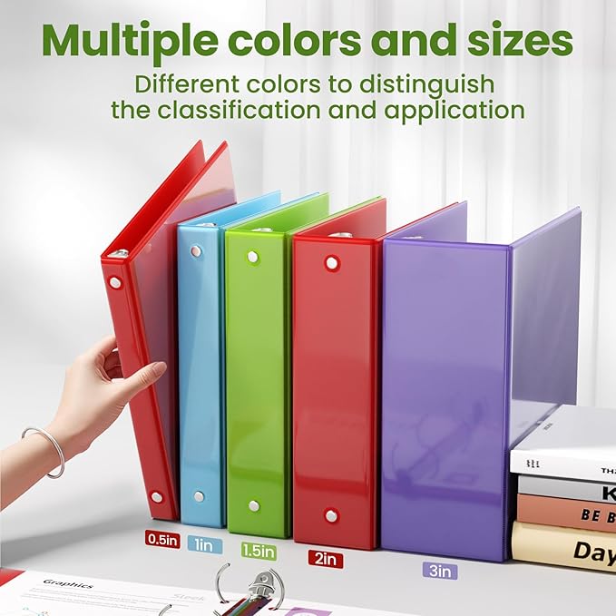 SUNEE 3 Ring Binder 1.5 Inch 1 Pack, Clear View Binder Three Ring PVC-Free (Fit 8.5x11 Inches) for School or Office Supplies, Tender Green
