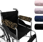 SPRING SEAON Wheelchair Armrest Covers 2 Pack Soft Memory Foam Wheelchair armrest Pads Wicking Washable for Office Transport Chair (Khaki Leopard Print)
