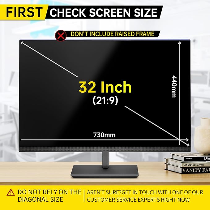DEJIMAX 32 Inch Privacy Screen for 16:9 Computer Monitor, Anti-Blue Light Monitor Privacy Screen Filter, Anti-UV Computer Shield, Hanging Type