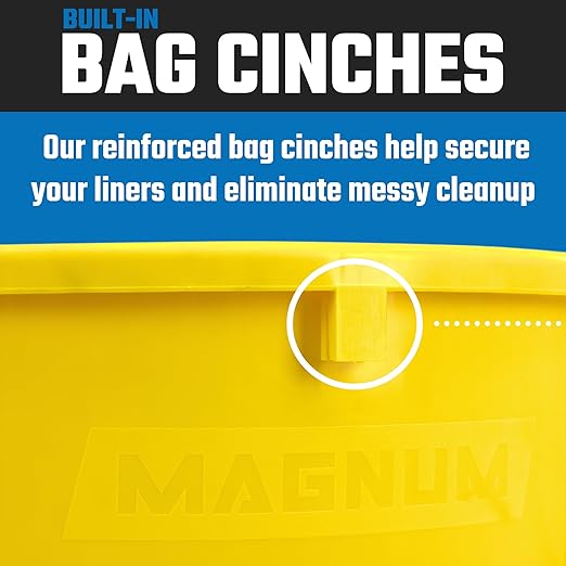 Magnum 55 Gallon Trash Can, High-Vis Yellow, Construction Grade, Heavy Duty Plastic, Jobsite Ready for Handling and Holding Garbage CMTC-C000-55Y05 (5 Pack)