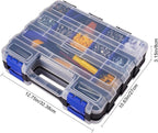 AIDY-PRO Hardware Organizer Box 34 Compartments Small Parts Organizer with Removable Dividers Durable Plastic Double Side Tools Box Screw Organizers For Nuts, Bolts, Screws, Nails 2Pack