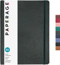 PAPERAGE Softcover Lined Journal Notebook (Dark Green), 176 Pages, Large B5 College Ruled Notebook, 7.5 inches x 9.8 inches - 100 GSM Premium Paper, Soft Vegan Leather Journal for Home, Work & School
