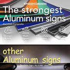 SPEEDYORDERS Custom Outdoor Metal Signs, Personalized Aluminum Signs, Customized Safety Signs, Metal Business Signs, Waterproof Outdoor Business Signs, White Aluminum (Red Background, 12x8 In)