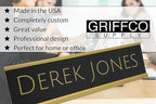 Made in USA Personalized Desk Name Plate – Custom Engraved Office Sign, 2”x8” – Choose Color, Font & Holder by Griffco Supply