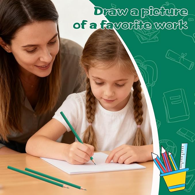 sqzrmdcg 36 PCS Colored Pencils Pre-sharpened Coloring Pencils Set for Kids and Adult, Teachers Essential Classroom Prizes, Back to School Supplies (Green)
