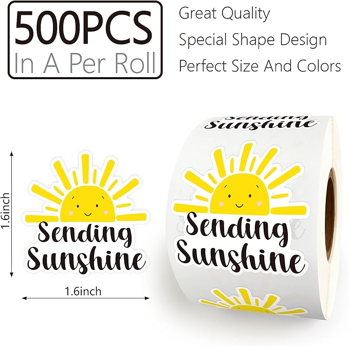 500pcs Sending Sunshine Roll, Sun Summer Stickers, Cute Happy Mail Envelopes, Boutique Handmade Packaging Gift Bags