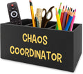 XPH Chaos Coordinator Black Yellow Pen Pencil Holder Organizer for Desk, Thank You Gifts for Women Men Coworkers Boss Leader Manager, Appreciation Gifts Wooden Box Sign for Desk Tabletop Decorations