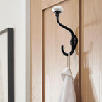 TUNNY Coat Hooks - 5 Pack Matte Black Towel Hooks Robe Hooks Decorative Wall Hooks for Bathroom Bedroom Kitchen Towel Robe Clothes Cabinet Closet Bathroom Hardware