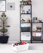 Plastic Storage Baskets For Organizing, 6 Pack Organization and Storage Containers, Storage Baskets for Shelves Drawers Desktop Closet Playroom Classroom Office, White