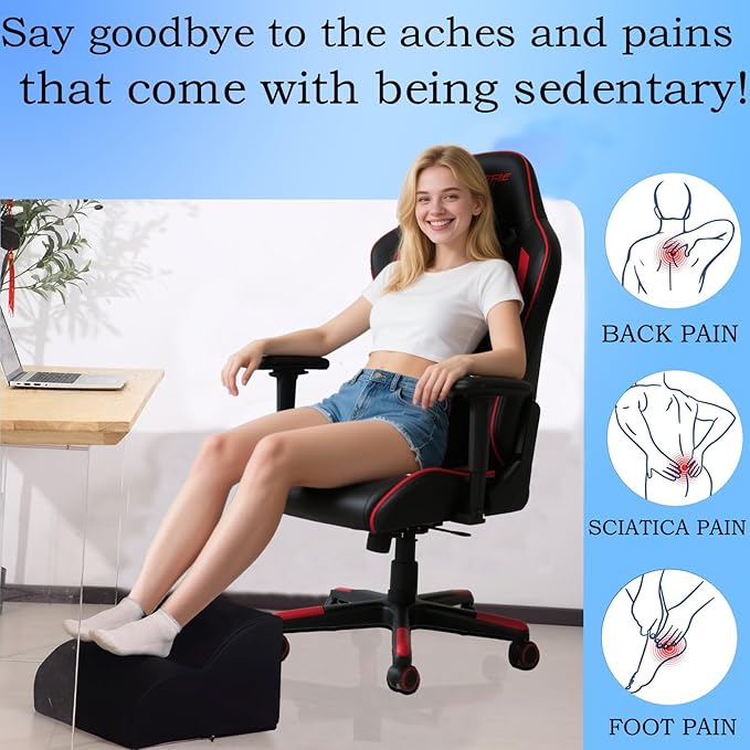 OpyTikar Foot Rest for Under Desk at Work.Multifunctional 3-Tier Foot Stool,With waterproof leather Footrest.For Under Desk,Office Chair Gaming Chair & Sofa,Leg Elevation Pillow,supports Posture-Black
