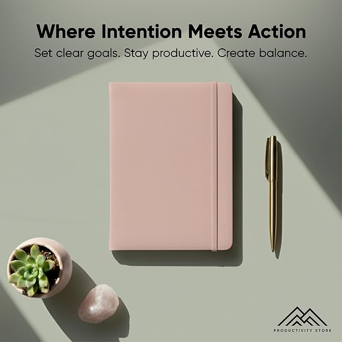 PRODUCTIVITY STORE Pro - Undated, 2026 Planner, 5.8” x 8.3” - The #1 Productivity Planner to Achieve Your 2026 Goals - Planner 2026-2027 - Pink - A5