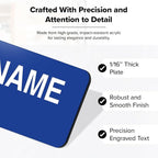 Name Tag, Magnetic Blue and White Name Tags, Personalized Name Tags, 1.5x3 Inches, Durable Engravable Impact Material, Made in The USA by My Sign Center