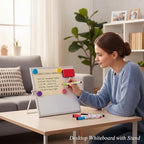 MXG 10x10 Inch Magnetic Dry Erase Board, Double Sided Small Whiteboard with Stand, 360° Rotatable & Adjustable, Includes Markers, Eraser & Magnets, for Office, Home, Fridge, Wall
