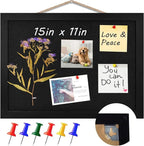 Black Cork Board Black Bulletin Board Pin Display Board for Wall Corkboard Black Pushpin Board Vision Board Picture Photo Felt Board for Memos, Photos, Home, Kitchen, Office,15"x11"