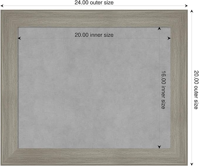 Amanti Art Grey Framed Magnetic Board 20x24 Small Vision Board for use with Magnets, 100% Metal Sheet to Display Items as Office Decor or for Home Organization in mudroom, Kitchen or Kids Room