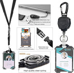 AIDSOTOU Heavy Duty Retractable Keychain Carabiner Badge Reel ID Badge Holder Retractable Clip with Breakaway Lanyard ID Cards Holder Cool Tactical ID Holder