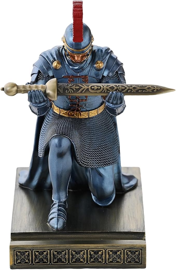 CYXStar Roman Praetorian Prefect Warrior Knight Pen Holder Desk Ornament Resin Praetorian Guard Mobile Phone Stand Desk Accessories and Organizer for Office with a Letter Opener (Blue)