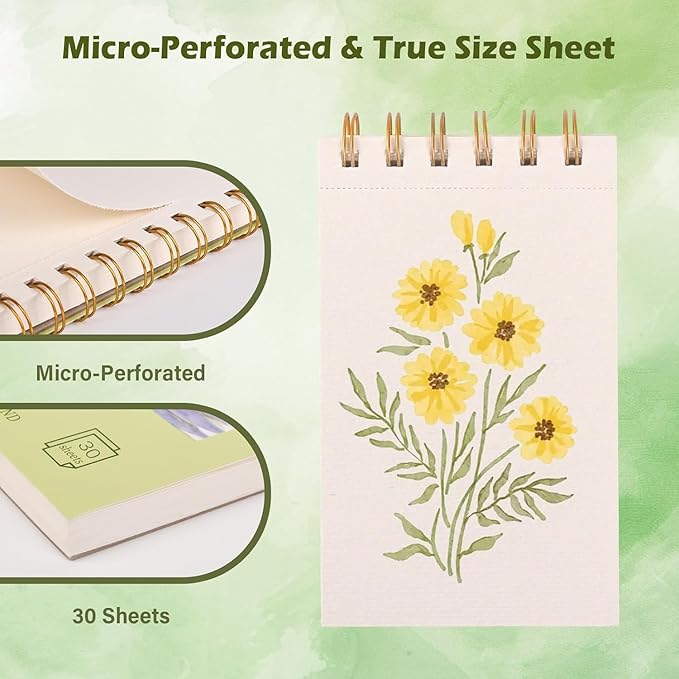 2-Packs Watercolor Paper Pad 3.5x5.5 Inch | 30 Sheets 140lb/300g,Spiral-Bound, Tear-Resistant & No-Bleed | Artist-Grade for Water Color Paper/Ink | Compact Travel Sketchbook (Adults,Beginners)