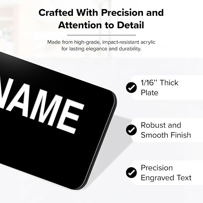 Custom Engraved Name Tags, Magnetic Black and White Name Tags, Personalized Name Tags, 1.5x3 Inches, Durable Engravable Impact Material, Made in The USA by My Sign Center