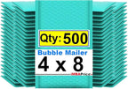 iMBAPrice 4x8 Inch Teal Poly Bubble Mailers #000, 500-Pack – Poly Bubble Bags for Jewelry, Cosmetics & Small Art Items, Waterproof Self Seal Padded Shipping Envelopes