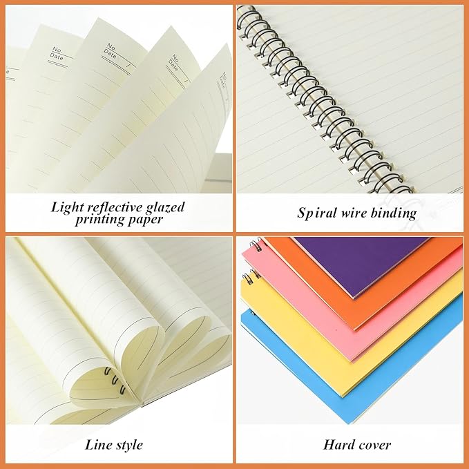 Leelosp 12 Pack Small Spiral Notebook 5 x 7 Inch Lined College Ruled Spiral Journal Wire Bound Notebook Kraft Cover, 120 Pages for Work Students Office Business(Colorful)