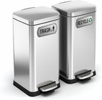Recycle and Trash Magnets for Kitchen Cans and Recycling Bins, Dual Trash and Recycle Magnet for Garbage Can Logo Symbol, 2 Magnetic Sticker Adhesives, 6.5x3 Inch Elegant Design Home Outdoor Waste Bin