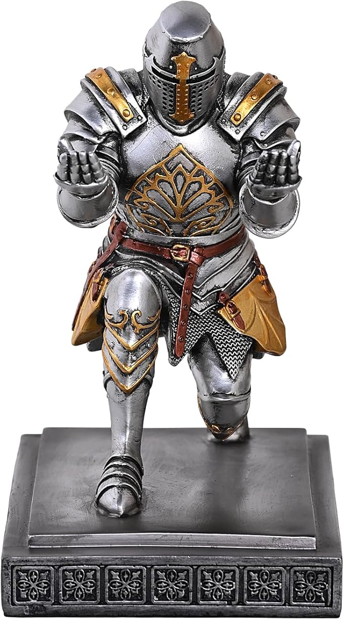 NCQIXIAO Templar Vanguard Soldier Pen Holder Pencil Stand Desk Organizers and Accessories as Gift for Medieval Warrior Enthusiast (Silver)