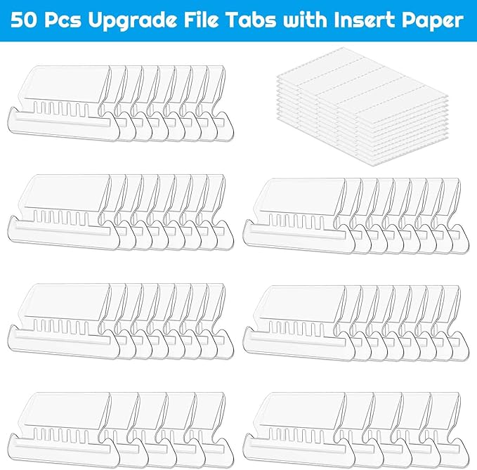 File Folder Tabs, Paxcoo 50 Sets Hanging File Folder Labels Tabs and Inserts for Hanging Folders