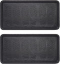 Envelor Rubber Boot Tray for Entryway Indoor Shoe Trays for Mudroom Wet Shoe Mat Tray Multiuse Rubber Water Tray Mud Mat Winter Boot Mat Large Utility Tray, Footsteps, 32 x 16 Inch, 2 Pack