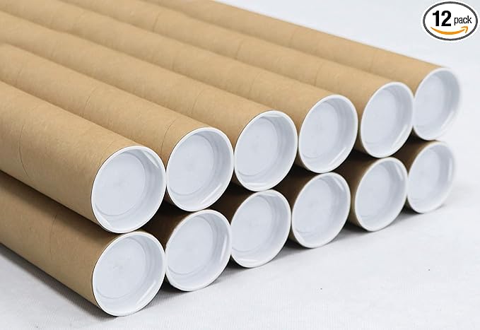MagicWater Supply Mailing Tube - 2 in x 12 in - Kraft - 12 Pack - for Shipping and Storage of Posters, Arts, Crafts, and Documents