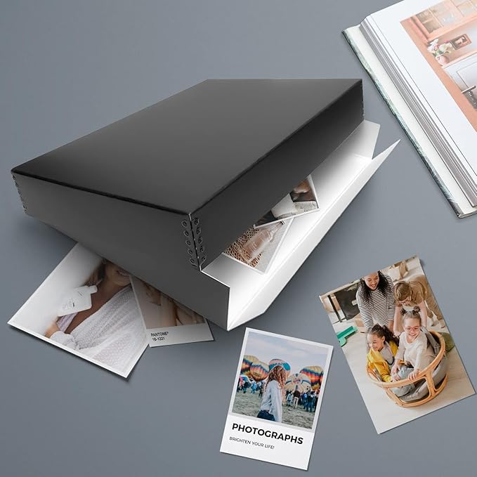 Lineco 13x19 Black Museum Storage Box, Removable Lid and Drop Front Design, 13.5 x 19.5 x 3 in Archival with Metal Edge, For Picture Longevity, Photos, Document, Crafts, Paper Art Print