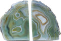 Nature's Decorations Green Agate Bookends – A+ Grade Geode Heavy Duty Decorative Stone Crystal for Shelves & Bookcases, Natural Polished Bookshelf Decor, 1 Pair 4-6Lbs