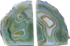 Nature's Decorations Green Agate Bookends – A+ Grade Geode Heavy Duty Decorative Stone Crystal for Shelves & Bookcases, Natural Polished Bookshelf Decor, 1 Pair 4-6Lbs