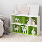 Furinno LUDER Book Shelf, 5-Cube Bookshelf, Reversible Bookcase, 9.4 x 19.5 x 31.5, for Living Room, Bedroom, Home Office, White/Green