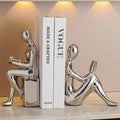 TYGKROF Decorative Bookends,Ceramic Statue Book Ends,Home Office Modern Bookends,Decor Aesthetic Reading Book Holders for Bookshelf,Bedroom Living Room Decoration Unique Bookends (Silver)