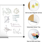 XBoard Magnetic whiteboard 36 x 24 - Combo Whiteboard Dry Erase Board Cork Board 36 x 24